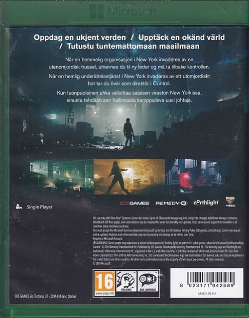 Control - Xbox One Spil (B-Grade) (Genbrug)